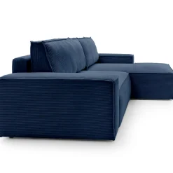 Garnero Arredamenti Divani Angolari|Divani Letto-Divano letto angolare destra 3 posti 267x167cm velluto a coste blu Relaxion Velluto a Coste Poso Blu