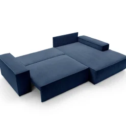 Garnero Arredamenti Divani Angolari|Divani Letto-Divano letto angolare destra 3 posti 267x167cm velluto a coste blu Relaxion Velluto a Coste Poso Blu