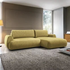 Garnero Arredamenti Divani Angolari|Divani Letto-Divano letto angolare destra 3 posti 270x167cm tessuto giallo Cloudify Tessuto Puente Giallo