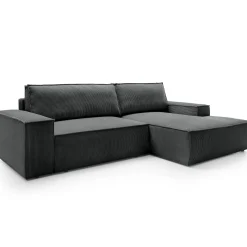 Garnero Arredamenti Divani Angolari|Divani Letto-Divano letto angolare destra 3 posti 267x167cm velluto a coste antracite Relaxion Velluto a Coste Poso Antracite