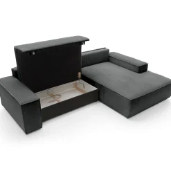 Garnero Arredamenti Divani Angolari|Divani Letto-Divano letto angolare destra 3 posti 267x167cm velluto a coste antracite Relaxion Velluto a Coste Poso Antracite