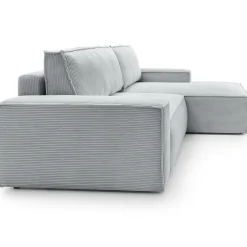 Garnero Arredamenti Divani Angolari|Divani Letto-Divano letto angolare destra 3 posti 267x167cm velluto a coste grigio chiaro Relaxion Velluto a Coste Poso Grigio