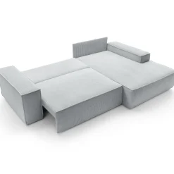 Garnero Arredamenti Divani Angolari|Divani Letto-Divano letto angolare destra 3 posti 267x167cm velluto a coste grigio chiaro Relaxion Velluto a Coste Poso Grigio