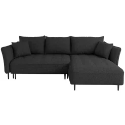 Garnero Arredamenti Divani Angolari|Divani Letto-Divano letto angolare destro 3 posti 276x158cm tessuto grigio antracite Angle Tessuto Peluche Onega Antracite
