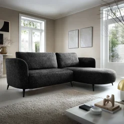 Garnero Arredamenti Divani Angolari|Divani Letto-Divano letto angolare destra 3 posti 260x180cm tessuto bouclè antracite Repose Tessuto Bouclè Blur Antracite