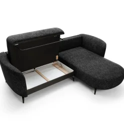 Garnero Arredamenti Divani Angolari|Divani Letto-Divano letto angolare destra 3 posti 260x180cm tessuto bouclè antracite Repose Tessuto Bouclè Blur Antracite