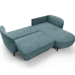 Garnero Arredamenti Divani Angolari|Divani Letto-Divano letto angolare destra 3 posti 260x180cm tessuto bouclè azzurro Repose Tessuto Bouclè Blur Azzurro