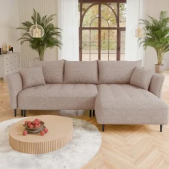 Garnero Arredamenti Divani Angolari|Divani Letto-Divano letto angolare destro 3 posti 276x158cm tessuto rosa Angle Tessuto Peluche Onega Rosa