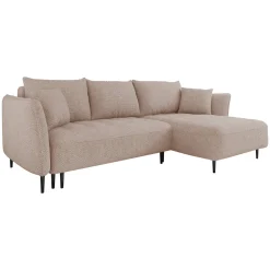 Garnero Arredamenti Divani Angolari|Divani Letto-Divano letto angolare destro 3 posti 276x158cm tessuto rosa Angle Tessuto Peluche Onega Rosa