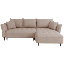 Garnero Arredamenti Divani Angolari|Divani Letto-Divano letto angolare destro 3 posti 276x158cm tessuto rosa Angle Tessuto Peluche Onega Rosa