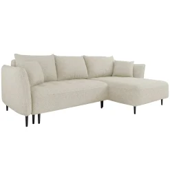 Garnero Arredamenti Divani Angolari|Divani Letto-Divano letto angolare destro 3 posti 276x158cm tessuto beige Angle Tessuto Peluche Onega Beige