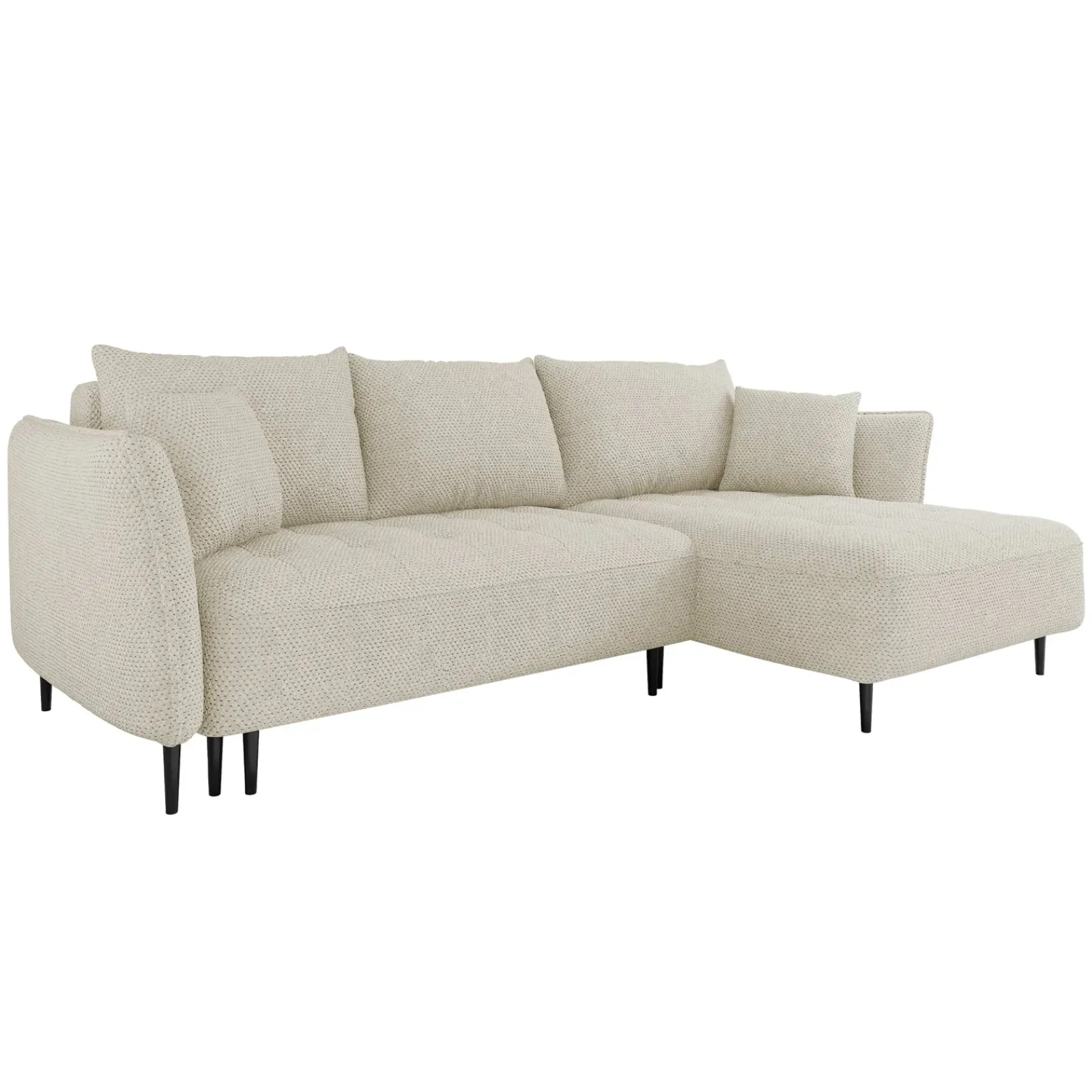 Garnero Arredamenti Divani Angolari|Divani Letto-Divano letto angolare destro 3 posti 276x158cm tessuto beige Angle Tessuto Peluche Onega Beige