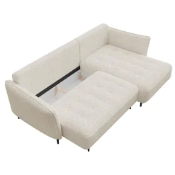Garnero Arredamenti Divani Angolari|Divani Letto-Divano letto angolare destro 3 posti 276x158cm tessuto beige Angle Tessuto Peluche Onega Beige