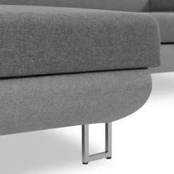 Garnero Arredamenti Divani Angolari|Divani Letto-Divano letto angolare destra 5 posti 253x188cm grigio Almese Tessuto Treccia Fine Lux Grigio