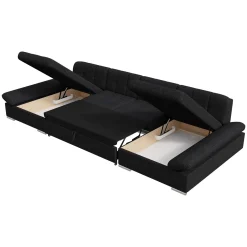 Garnero Arredamenti Divani Angolari|Divani Letto-Divano letto angolare moderno design 360x160cm nero Carpiano