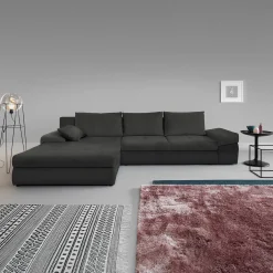 Garnero Arredamenti Divani Angolari|Divani Letto-Divano letto angolare reversibile 313x215cm tessuto antracite Puffo