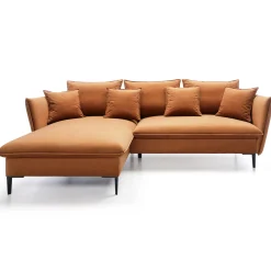 Garnero Arredamenti Divani Angolari|Divani Letto-Divano letto angolare sinistro 3 posti 258x167cm tessuto arancio Lushify Tessuto Magic Velvet Arancio
