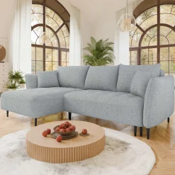 Garnero Arredamenti Divani Angolari|Divani Letto-Divano letto angolare sinistro 3 posti 276x158cm tessuto grigio Angle Tessuto Peluche Onega Grigio