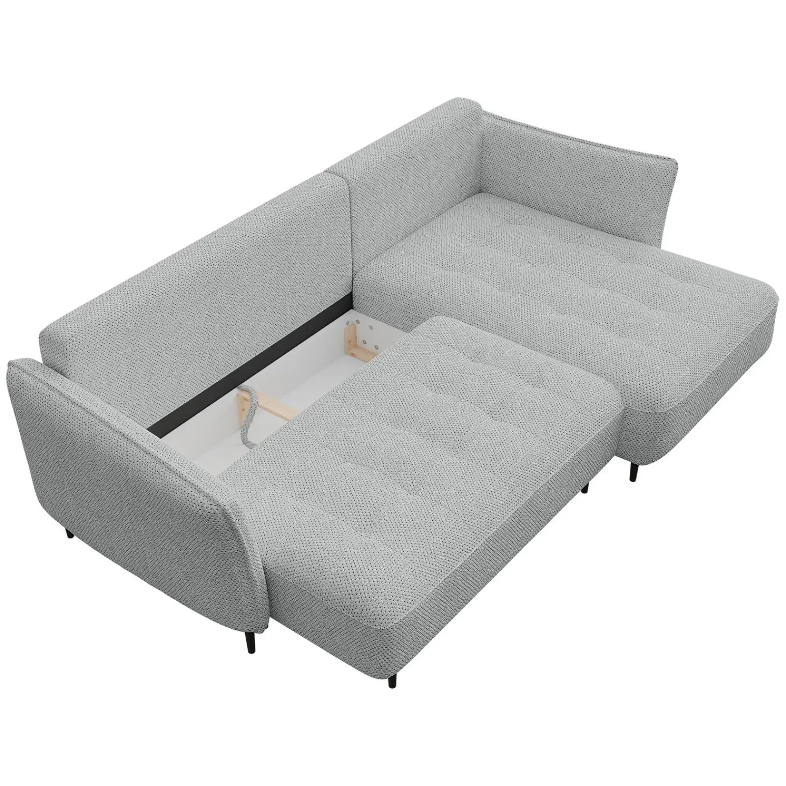 Garnero Arredamenti Divani Angolari|Divani Letto-Divano letto angolare sinistro 3 posti 276x158cm tessuto grigio Angle Tessuto Peluche Onega Grigio