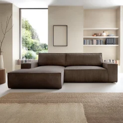 Garnero Arredamenti Divani Angolari|Divani Letto-Divano letto angolare sinistra 3 posti 267x167cm velluto a coste marrone Relaxion Velluto a Coste Poso Marrone