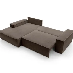 Garnero Arredamenti Divani Angolari|Divani Letto-Divano letto angolare sinistra 3 posti 267x167cm velluto a coste marrone Relaxion Velluto a Coste Poso Marrone