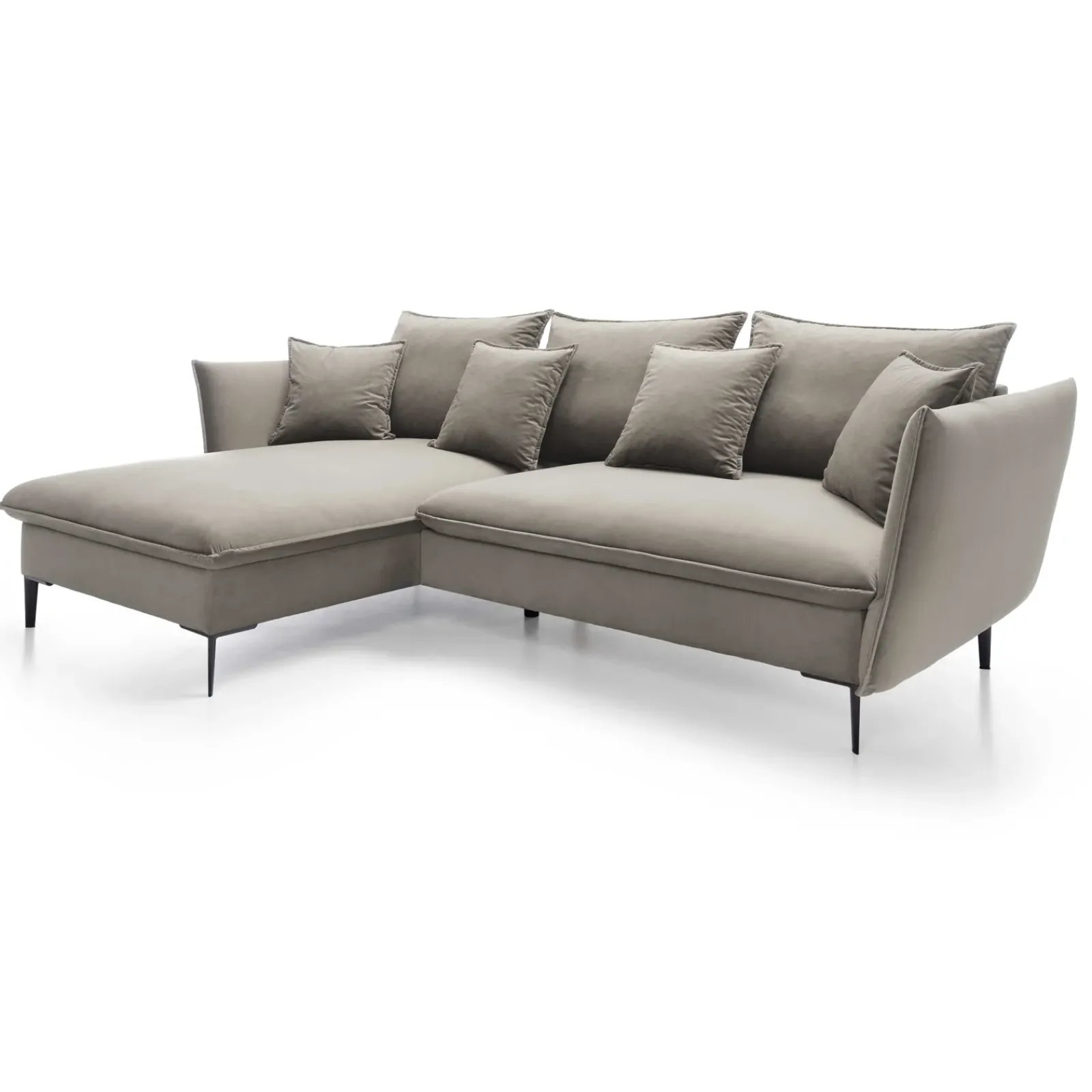 Garnero Arredamenti Divani Angolari|Divani Letto-Divano letto angolare sinistro 3 posti 258x167cm tessuto beige Lushify Tessuto Riviera Vellutato Beige