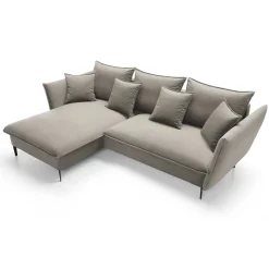 Garnero Arredamenti Divani Angolari|Divani Letto-Divano letto angolare sinistro 3 posti 258x167cm tessuto beige Lushify Tessuto Riviera Vellutato Beige