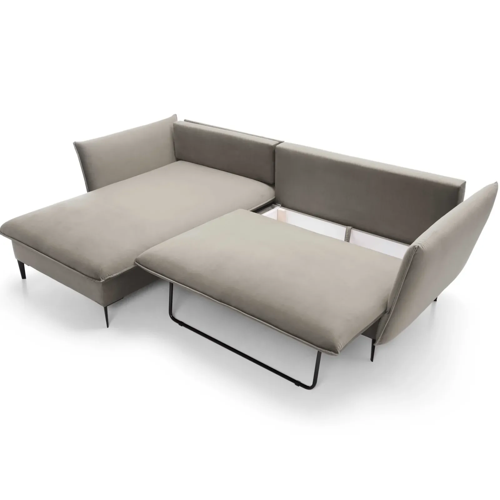 Garnero Arredamenti Divani Angolari|Divani Letto-Divano letto angolare sinistro 3 posti 258x167cm tessuto beige Lushify Tessuto Riviera Vellutato Beige