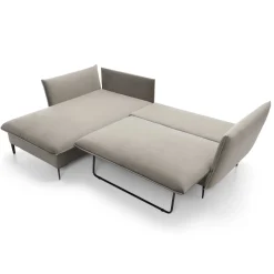 Garnero Arredamenti Divani Angolari|Divani Letto-Divano letto angolare sinistro 3 posti 258x167cm tessuto beige Lushify Tessuto Riviera Vellutato Beige