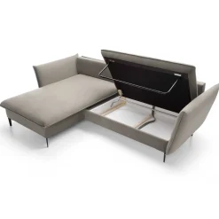 Garnero Arredamenti Divani Angolari|Divani Letto-Divano letto angolare sinistro 3 posti 258x167cm tessuto beige Lushify Tessuto Riviera Vellutato Beige