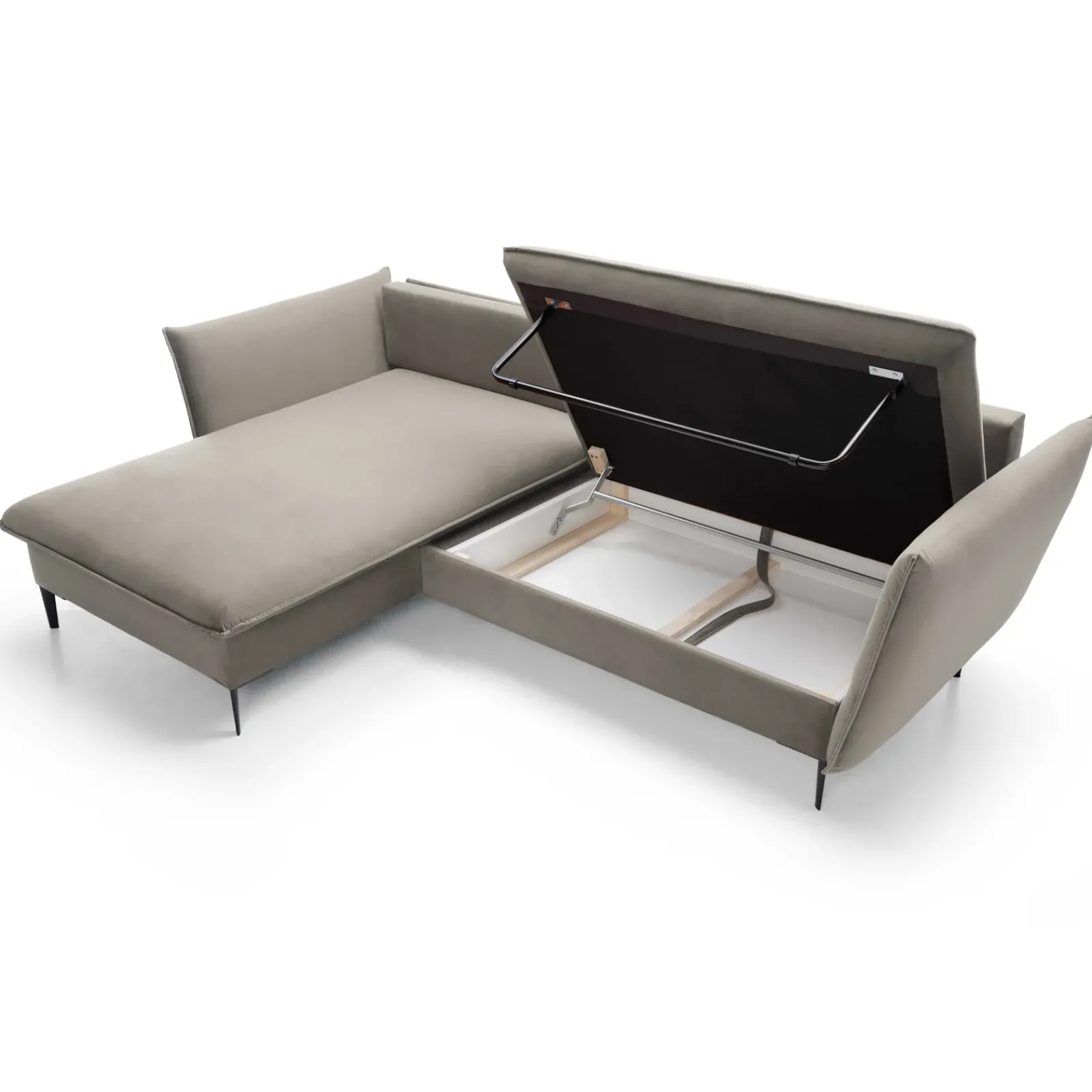 Garnero Arredamenti Divani Angolari|Divani Letto-Divano letto angolare sinistro 3 posti 258x167cm tessuto beige Lushify Tessuto Riviera Vellutato Beige