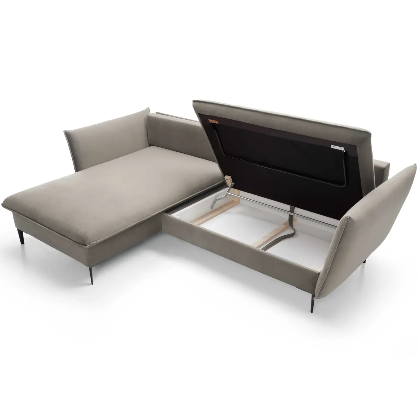 Garnero Arredamenti Divani Angolari|Divani Letto-Divano letto angolare sinistro 3 posti 258x167cm tessuto beige Lushify Tessuto Riviera Vellutato Beige