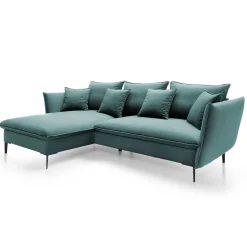 Garnero Arredamenti Divani Angolari|Divani Letto-Divano letto angolare sinistro 3 posti 258x167cm tessuto petrolio Lushify Tessuto Riviera Vellutato Petrolio