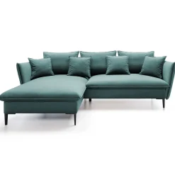 Garnero Arredamenti Divani Angolari|Divani Letto-Divano letto angolare sinistro 3 posti 258x167cm tessuto petrolio Lushify Tessuto Riviera Vellutato Petrolio