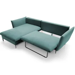 Garnero Arredamenti Divani Angolari|Divani Letto-Divano letto angolare sinistro 3 posti 258x167cm tessuto petrolio Lushify Tessuto Riviera Vellutato Petrolio