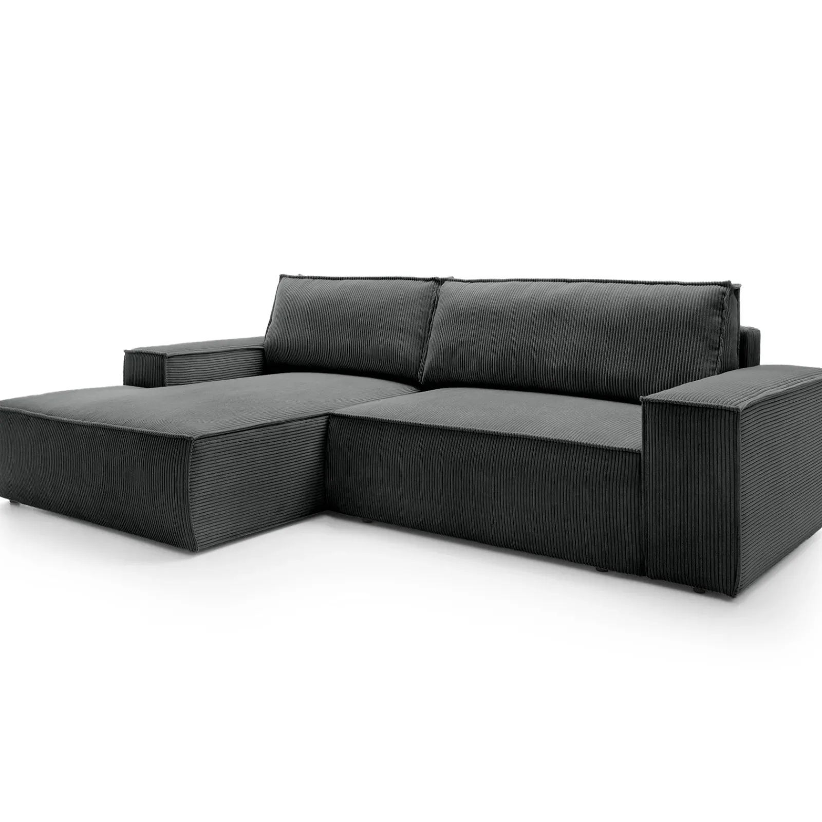 Garnero Arredamenti Divani Angolari|Divani Letto-Divano letto angolare sinistra 3 posti 267x167cm velluto a coste antracite Relaxion Velluto a Coste Poso Antracite