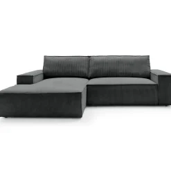 Garnero Arredamenti Divani Angolari|Divani Letto-Divano letto angolare sinistra 3 posti 267x167cm velluto a coste antracite Relaxion Velluto a Coste Poso Antracite