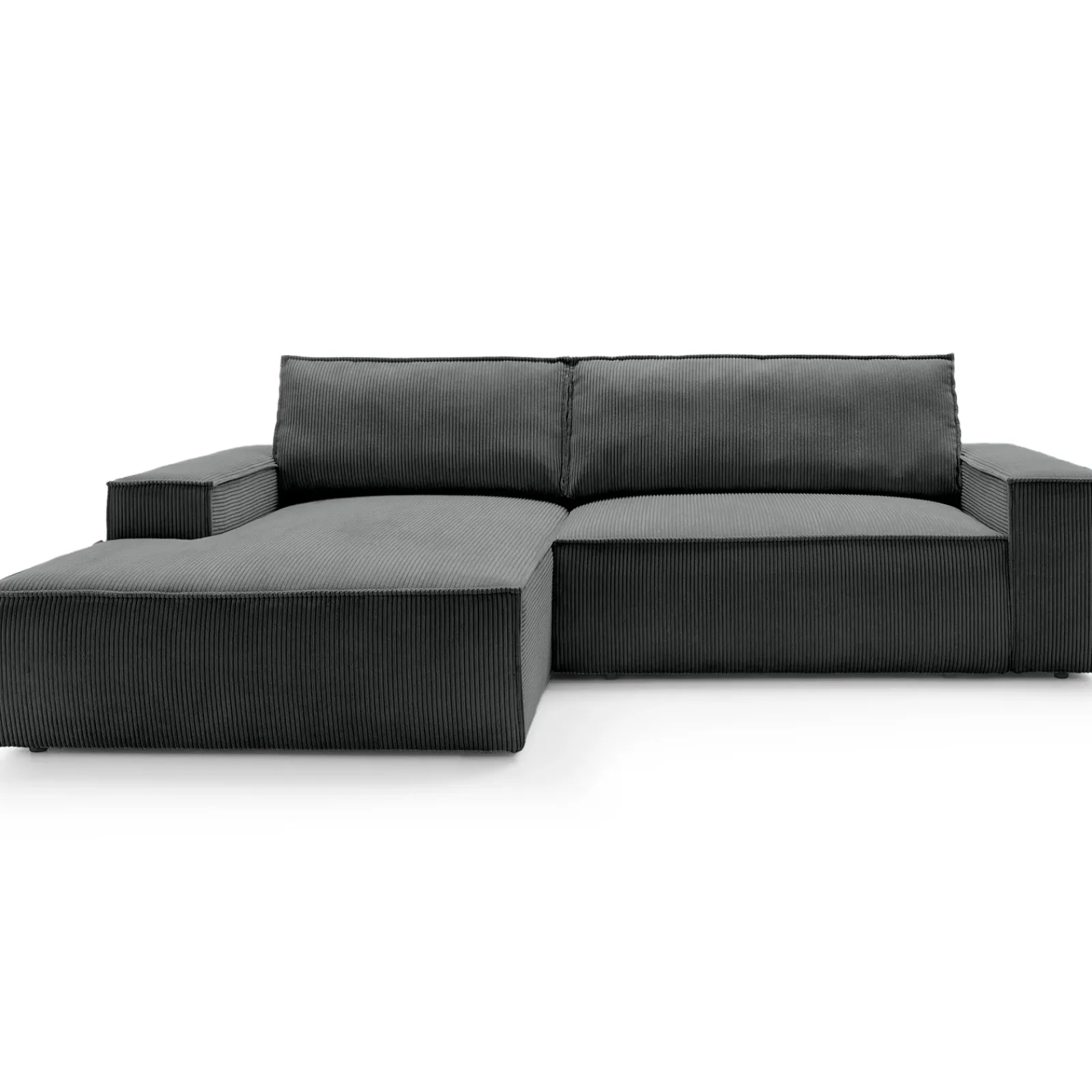 Garnero Arredamenti Divani Angolari|Divani Letto-Divano letto angolare sinistra 3 posti 267x167cm velluto a coste antracite Relaxion Velluto a Coste Poso Antracite