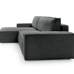 Garnero Arredamenti Divani Angolari|Divani Letto-Divano letto angolare sinistra 3 posti 267x167cm velluto a coste antracite Relaxion Velluto a Coste Poso Antracite