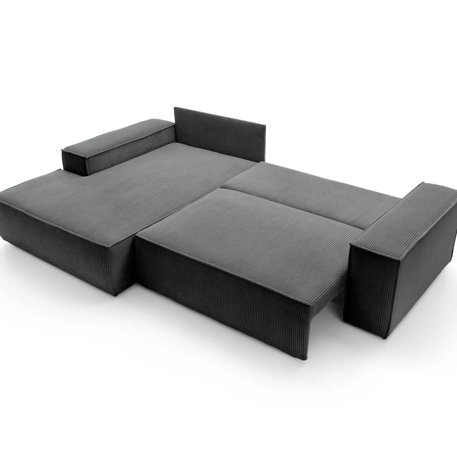 Garnero Arredamenti Divani Angolari|Divani Letto-Divano letto angolare sinistra 3 posti 267x167cm velluto a coste antracite Relaxion Velluto a Coste Poso Antracite