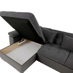 Garnero Arredamenti Divani Panoramici|Divani Angolari-Divano letto angolare sinistra 5 posti 350x205cm grigio scuro Agliana Tessuto Trama Fitta Grigio