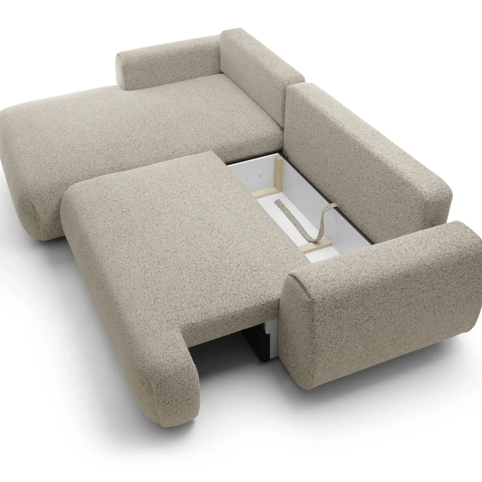 Garnero Arredamenti Divani Angolari|Divani Letto-Divano letto angolare sinistra 3 posti 270x167cm tessuto beige Cloudify Tessuto Puente Beige