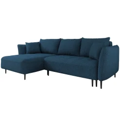 Garnero Arredamenti Divani Angolari|Divani Letto-Divano letto angolare sinistro 3 posti 276x158cm tessuto blu Angle Tessuto Peluche Onega Blu
