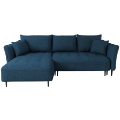 Garnero Arredamenti Divani Angolari|Divani Letto-Divano letto angolare sinistro 3 posti 276x158cm tessuto blu Angle Tessuto Peluche Onega Blu