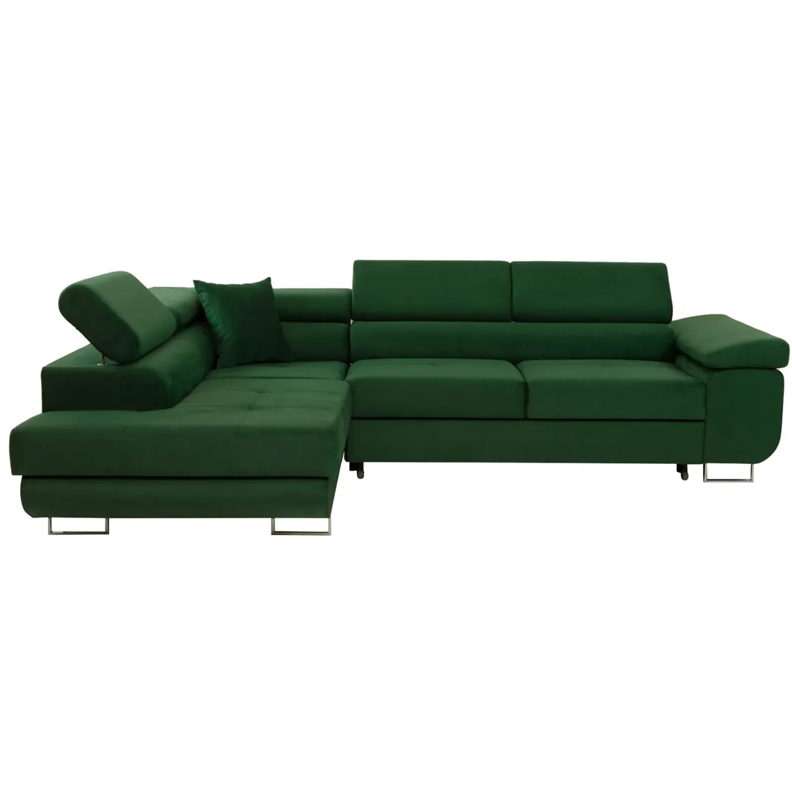 Garnero Arredamenti Divani Angolari|Divani Letto-Divano letto angolare sinistra imbottito 274x203cm verde Bormio Tessuto Vellutato Manila Verde