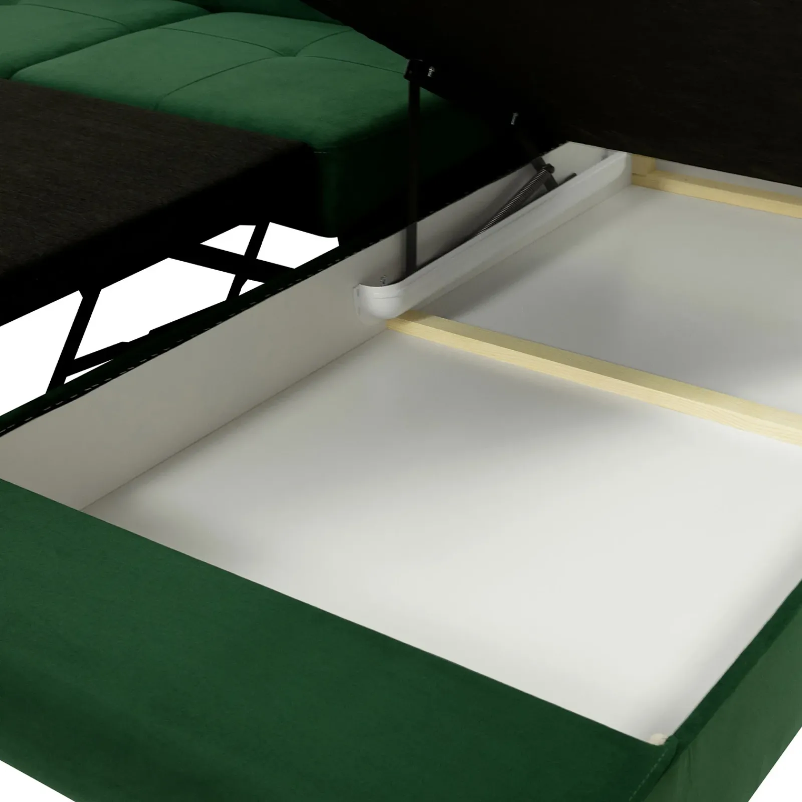 Garnero Arredamenti Divani Angolari|Divani Letto-Divano letto angolare sinistra imbottito 274x203cm verde Bormio Tessuto Vellutato Manila Verde