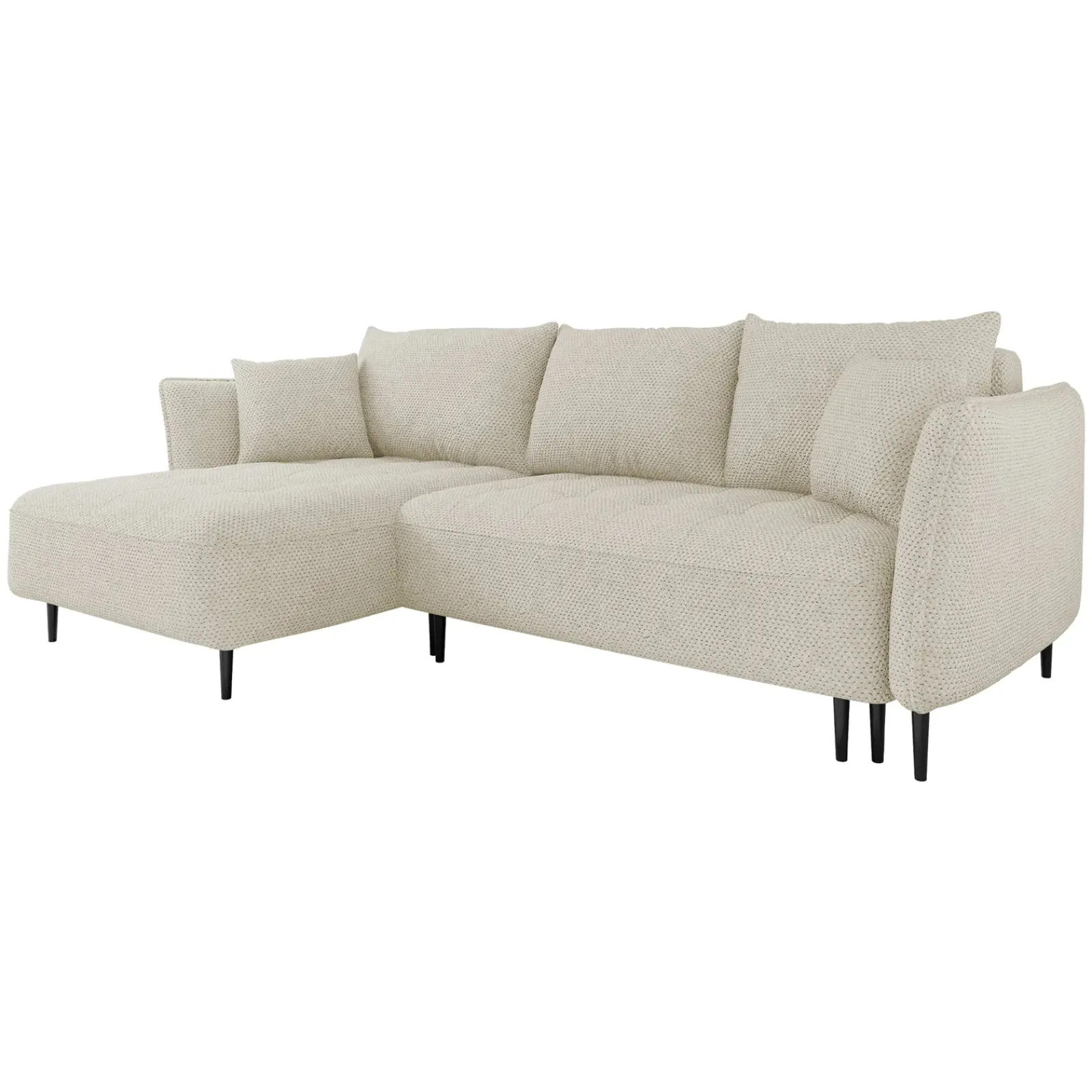 Garnero Arredamenti Divani Angolari|Divani Letto-Divano letto angolare sinistro 3 posti 276x158cm tessuto beige Angle Tessuto Peluche Onega Beige