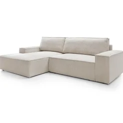 Garnero Arredamenti Divani Angolari|Divani Letto-Divano letto angolare sinistro 3 posti 267x167cm velluto a coste beige Relaxion Velluto a Coste Poso Beige