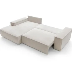 Garnero Arredamenti Divani Angolari|Divani Letto-Divano letto angolare sinistro 3 posti 267x167cm velluto a coste beige Relaxion Velluto a Coste Poso Beige