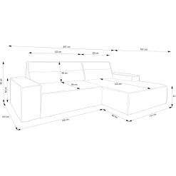 Garnero Arredamenti Divani Angolari|Divani Letto-Divano letto angolare sinistro 3 posti 267x167cm velluto a coste beige Relaxion Velluto a Coste Poso Beige